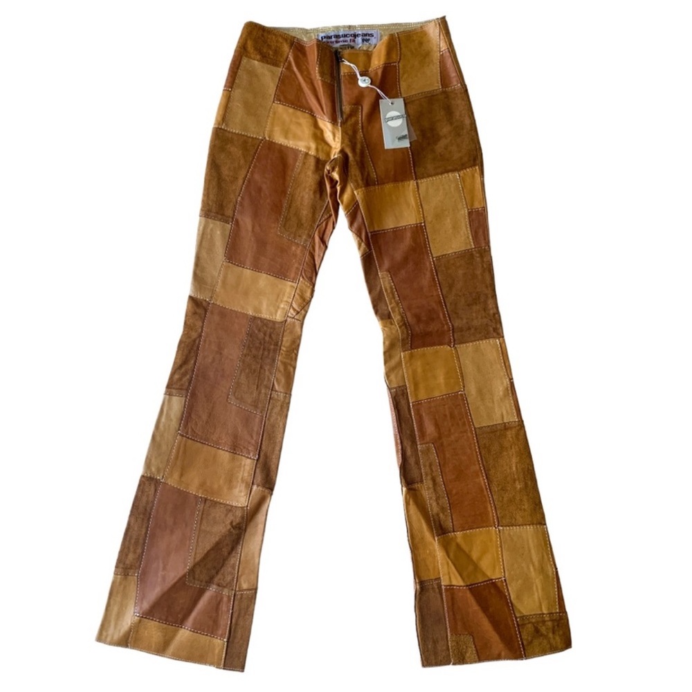 Parasuco Flare Jeans in Brown and Tan Patchwork